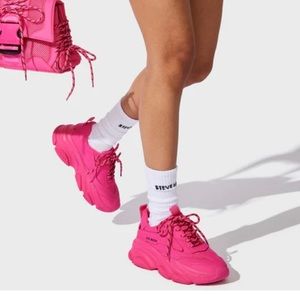 Womens Steve Madden Possession Platform Sneaker - Neon Pink 6